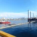 Plataforma flotante de bombeo de concreto